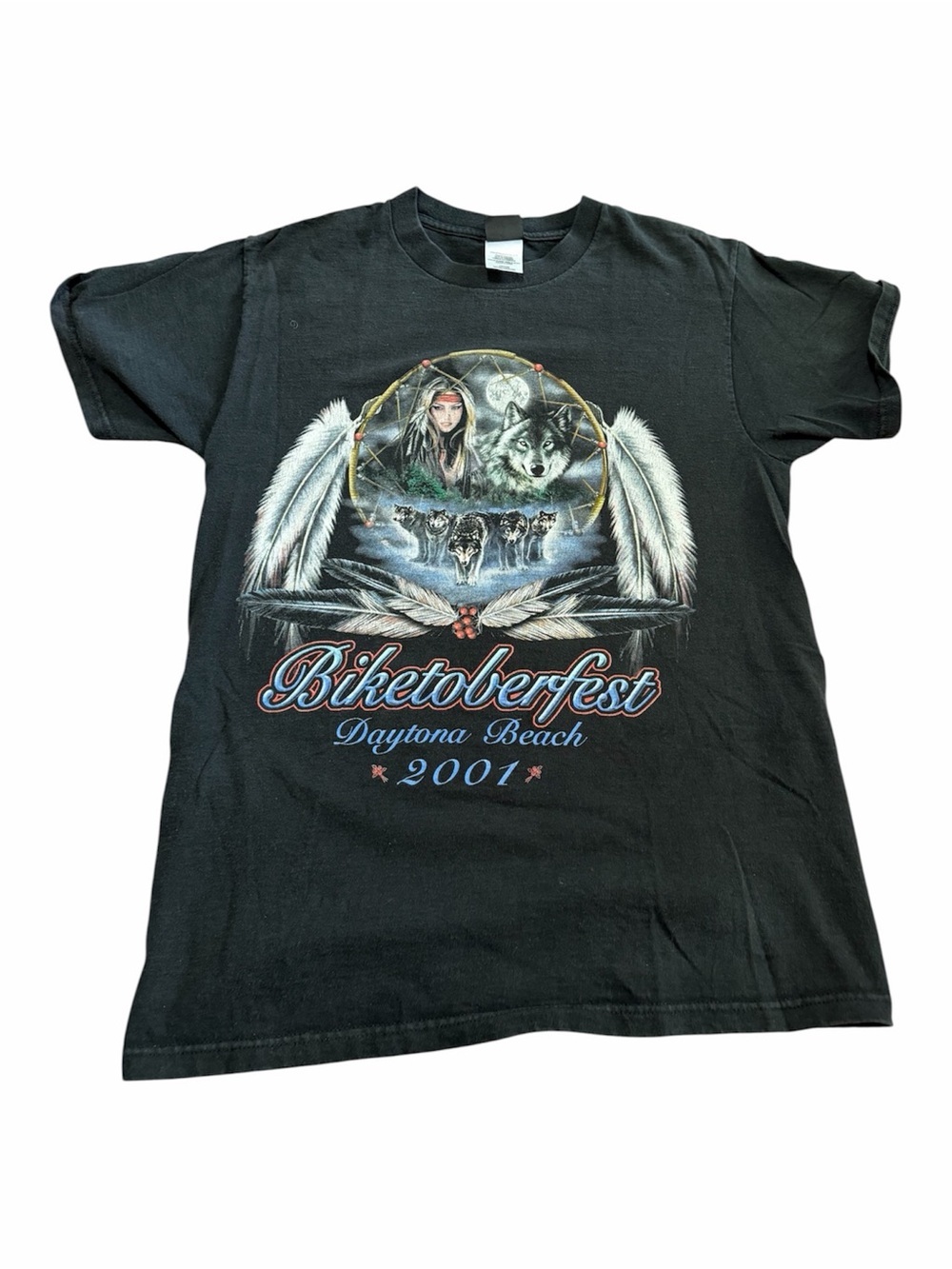 Vintage 2001 Biketoberfest Daytona Beach Graphic Tee Native American Size Medium